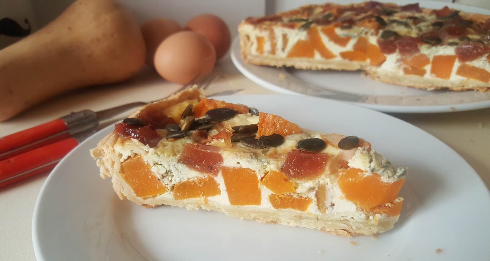Soufflé à la courge musquée, au fromage bleu et à la gelée de coing